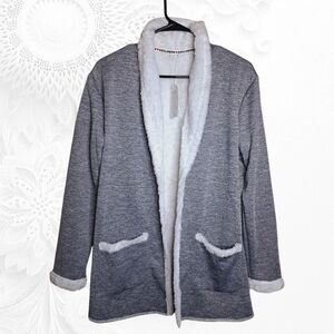 NWT Exclusive Gray Cardigan Like Jacket With Faux Fur